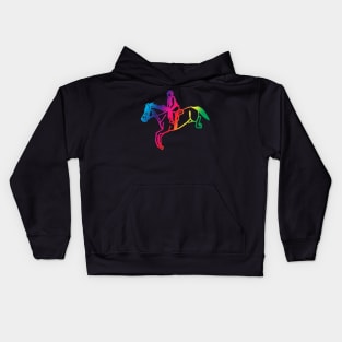 Rainbow jumping horse Kids Hoodie